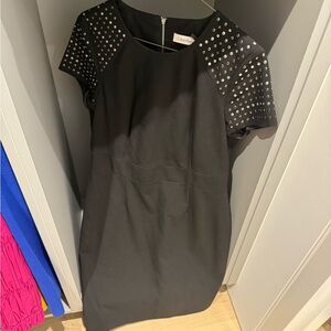 Calvin Klein Black Mini Dress with Studded Sleeves